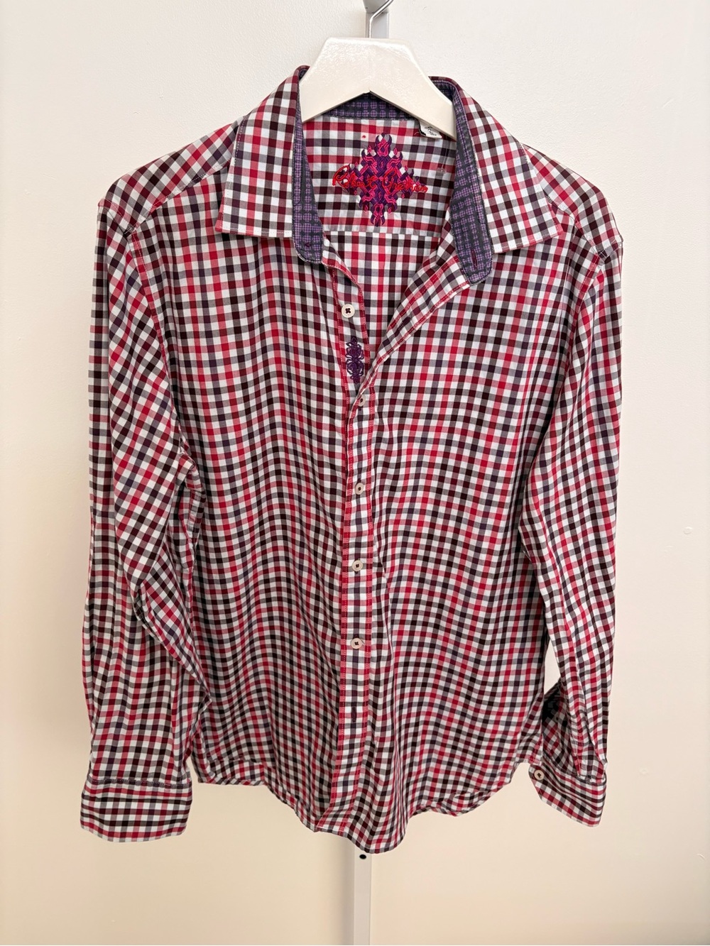 Robert Graham Red, White & Black Checked Casual Button-Down Shirt